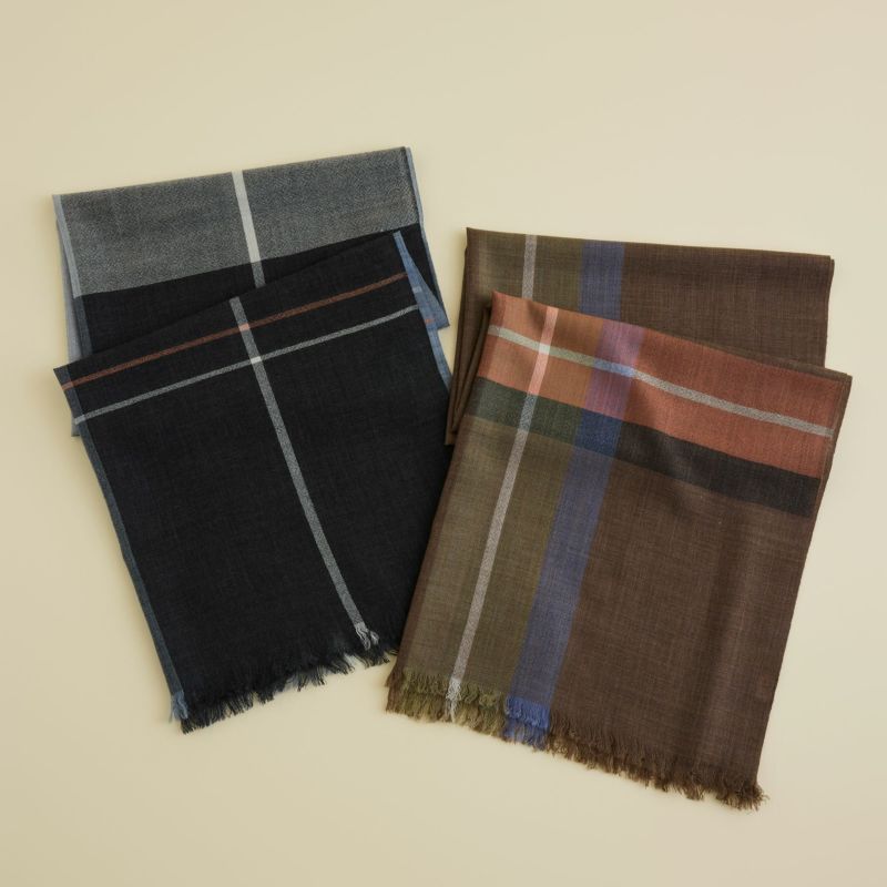 ウールソフトチェック大判ストール