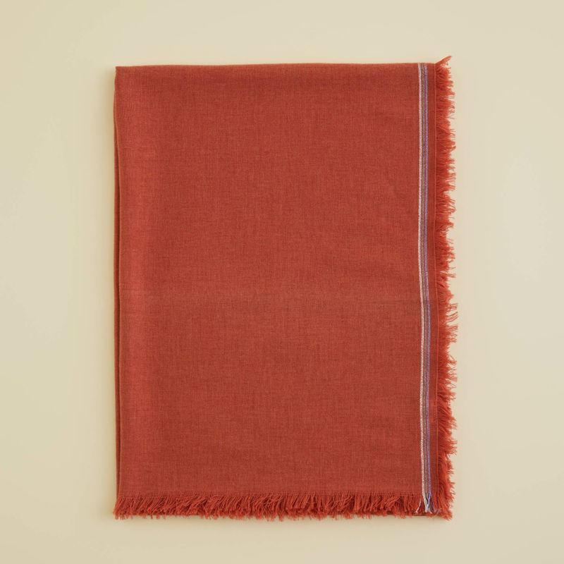 TOM FORD ユニセックス シルク リネン 大判 ストール レッド イタリア