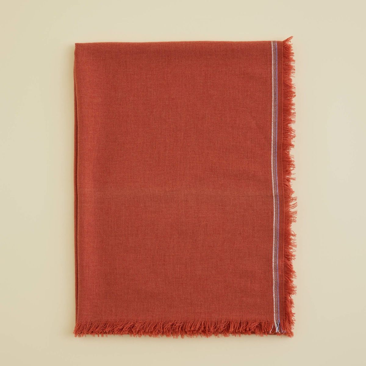 イタリア糸ラインカラー大判ストール＜朱色＞