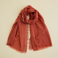 イタリア糸ラインカラー大判ストール＜朱色＞
