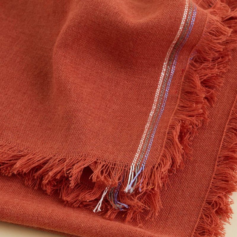 イタリア糸ラインカラー大判ストール＜朱色＞