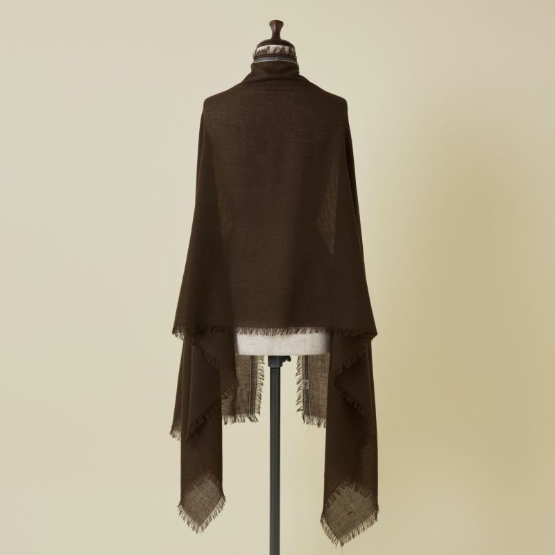 イタリア糸ラインカラー大判ストール＜ブラウン＞