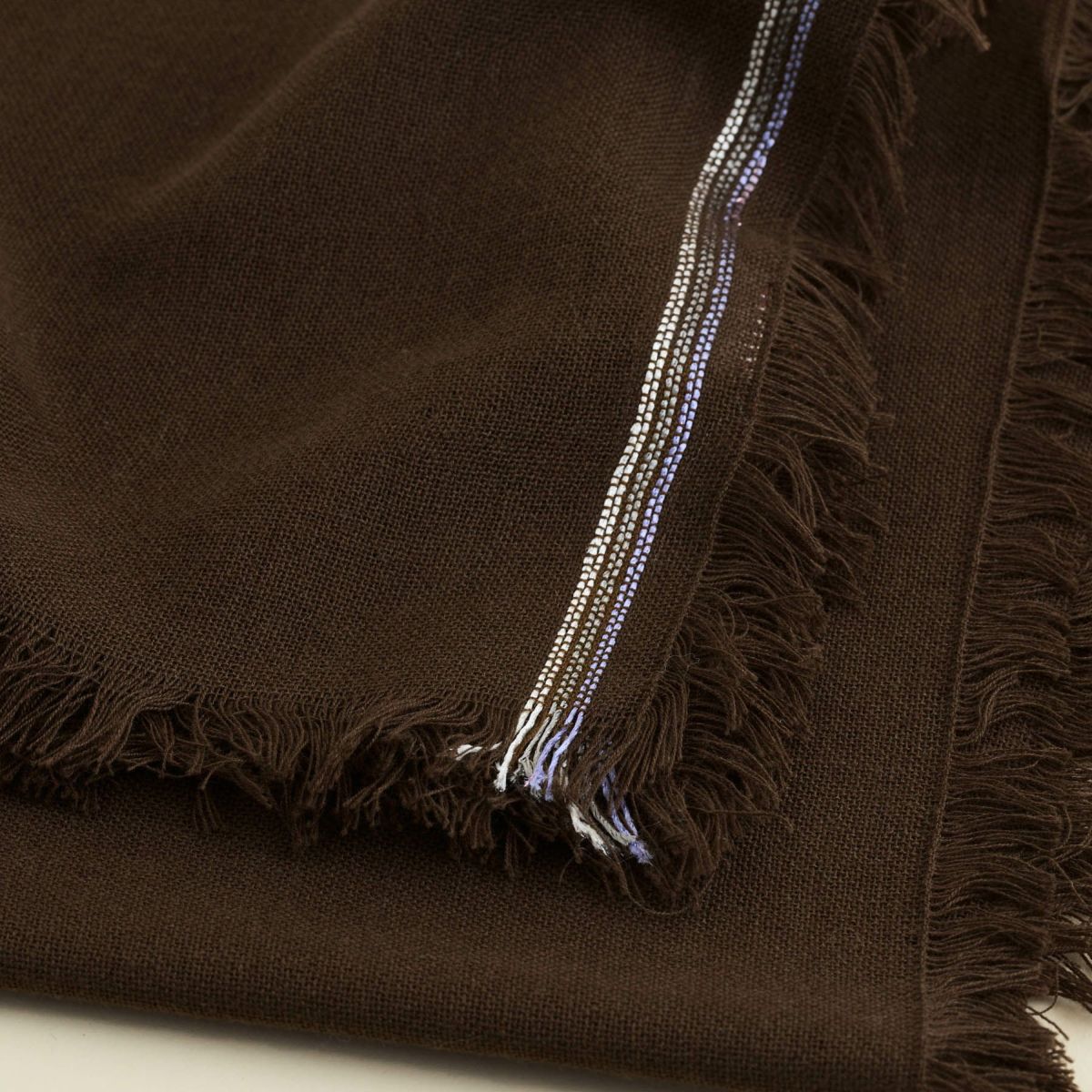 イタリア糸ラインカラー大判ストール＜ブラウン＞