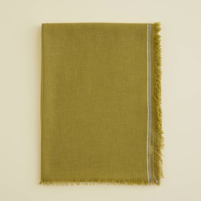  イタリア糸ラインカラー大判ストール＜若草＞