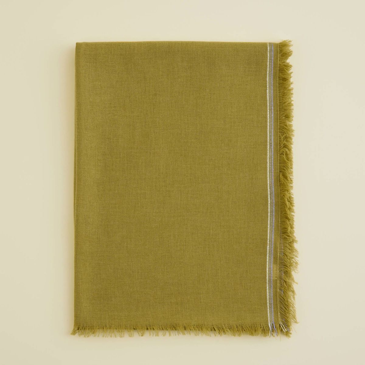  イタリア糸ラインカラー大判ストール＜若草＞