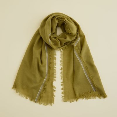  イタリア糸ラインカラー大判ストール＜若草＞