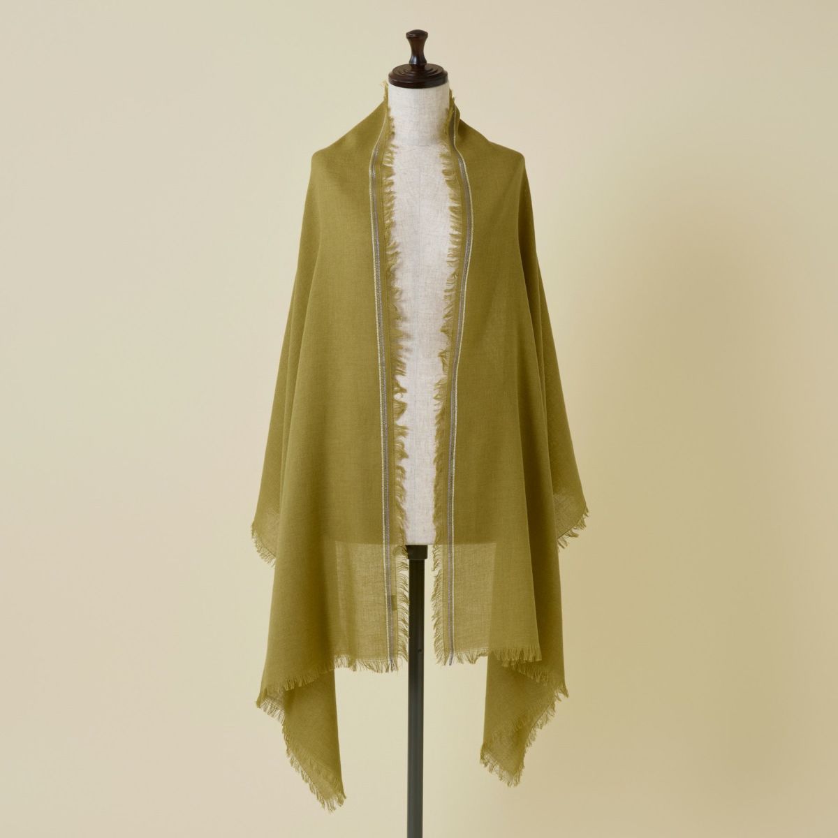  イタリア糸ラインカラー大判ストール＜若草＞