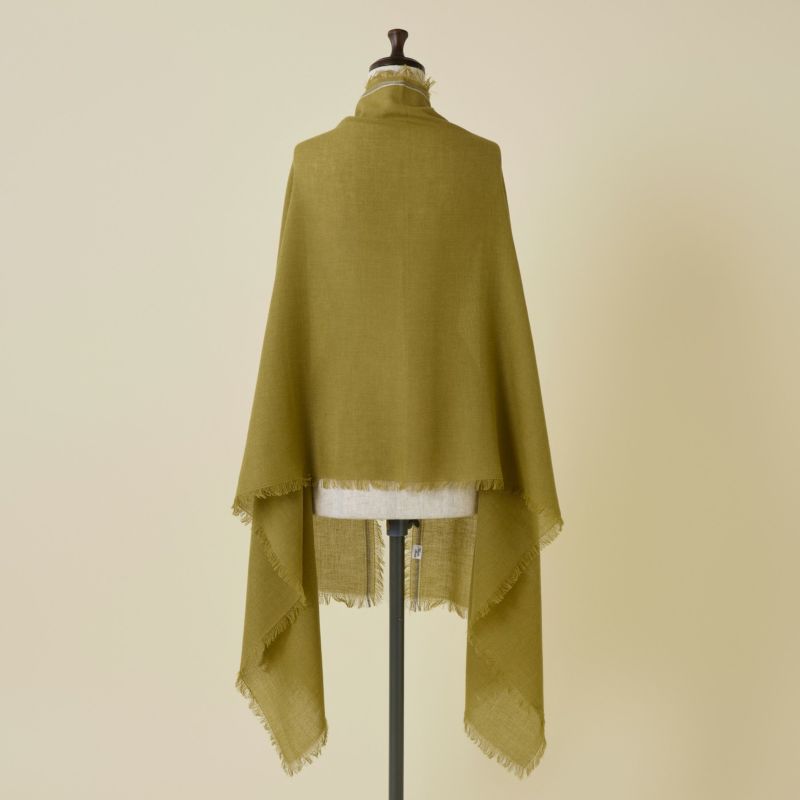  イタリア糸ラインカラー大判ストール＜若草＞