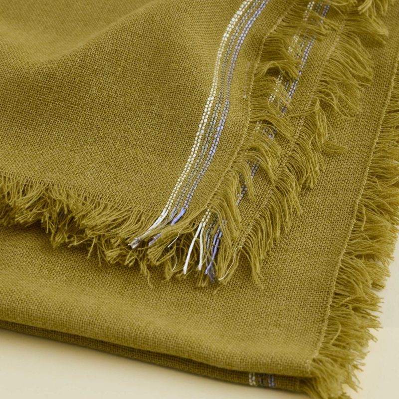  イタリア糸ラインカラー大判ストール＜若草＞