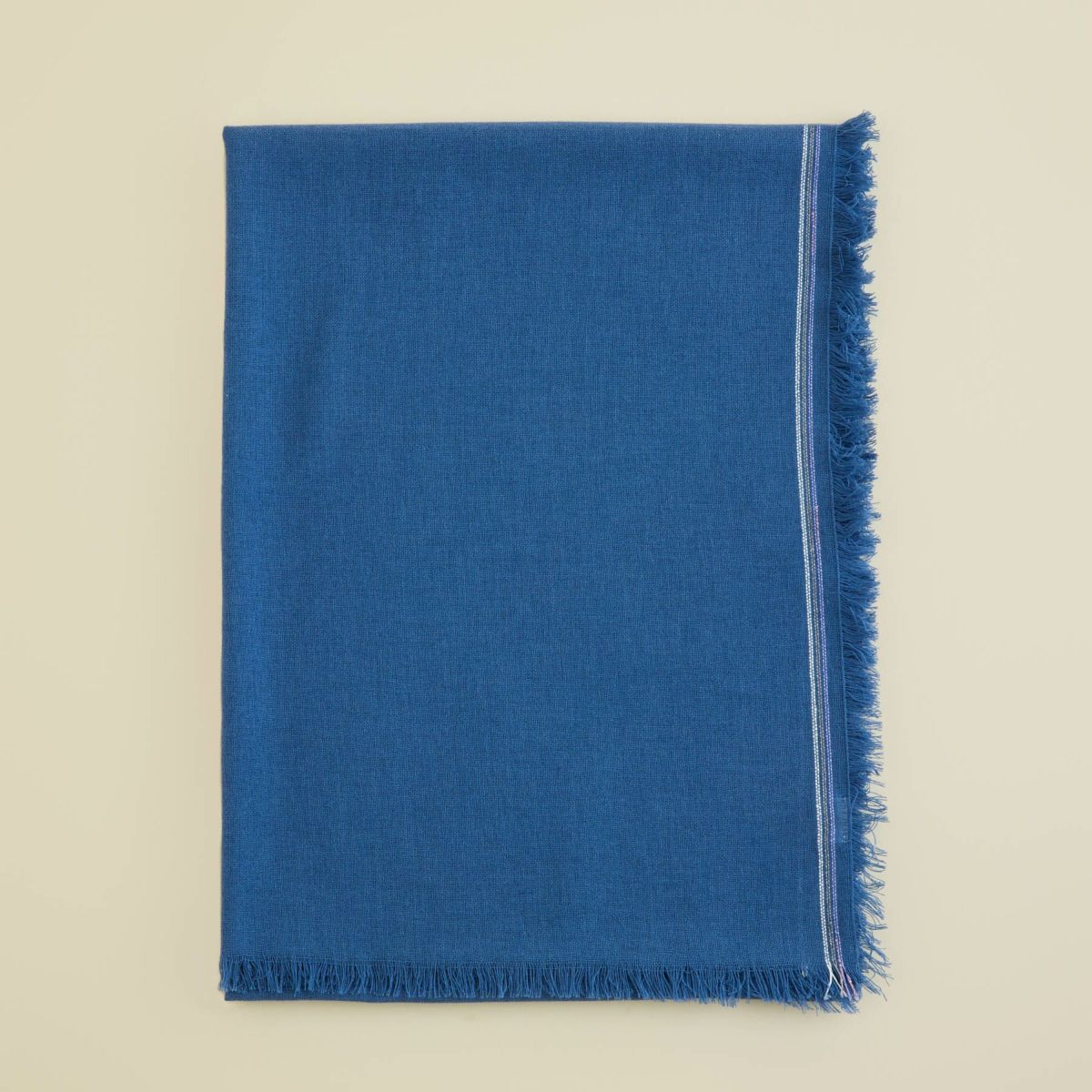 イタリア糸ラインカラー大判ストール＜ブルー＞