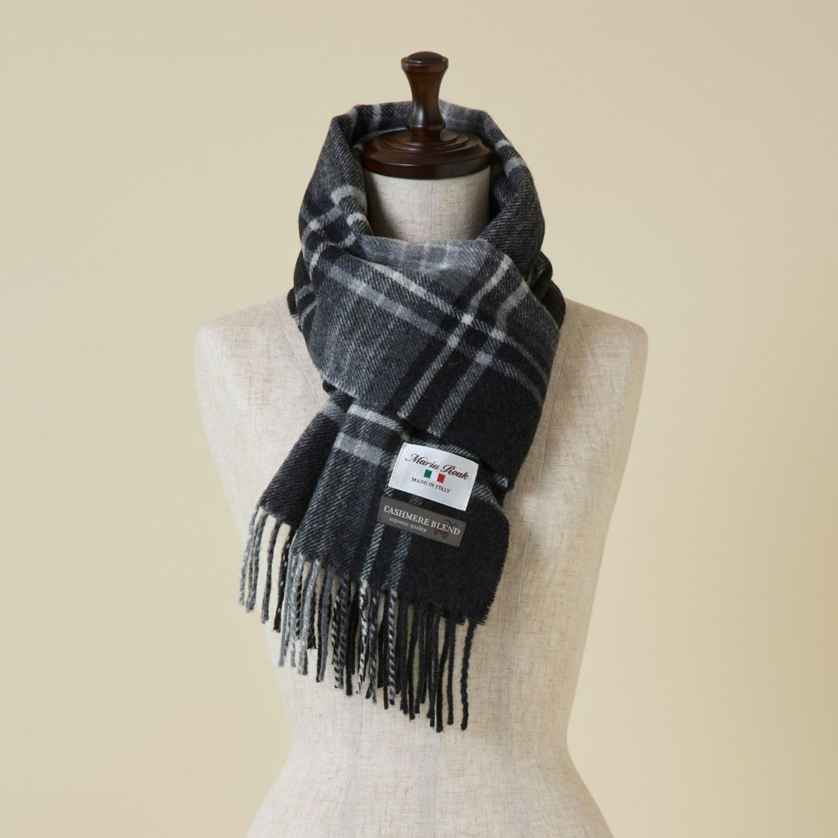 イタリア製カシミヤブレンドチェックマフラー