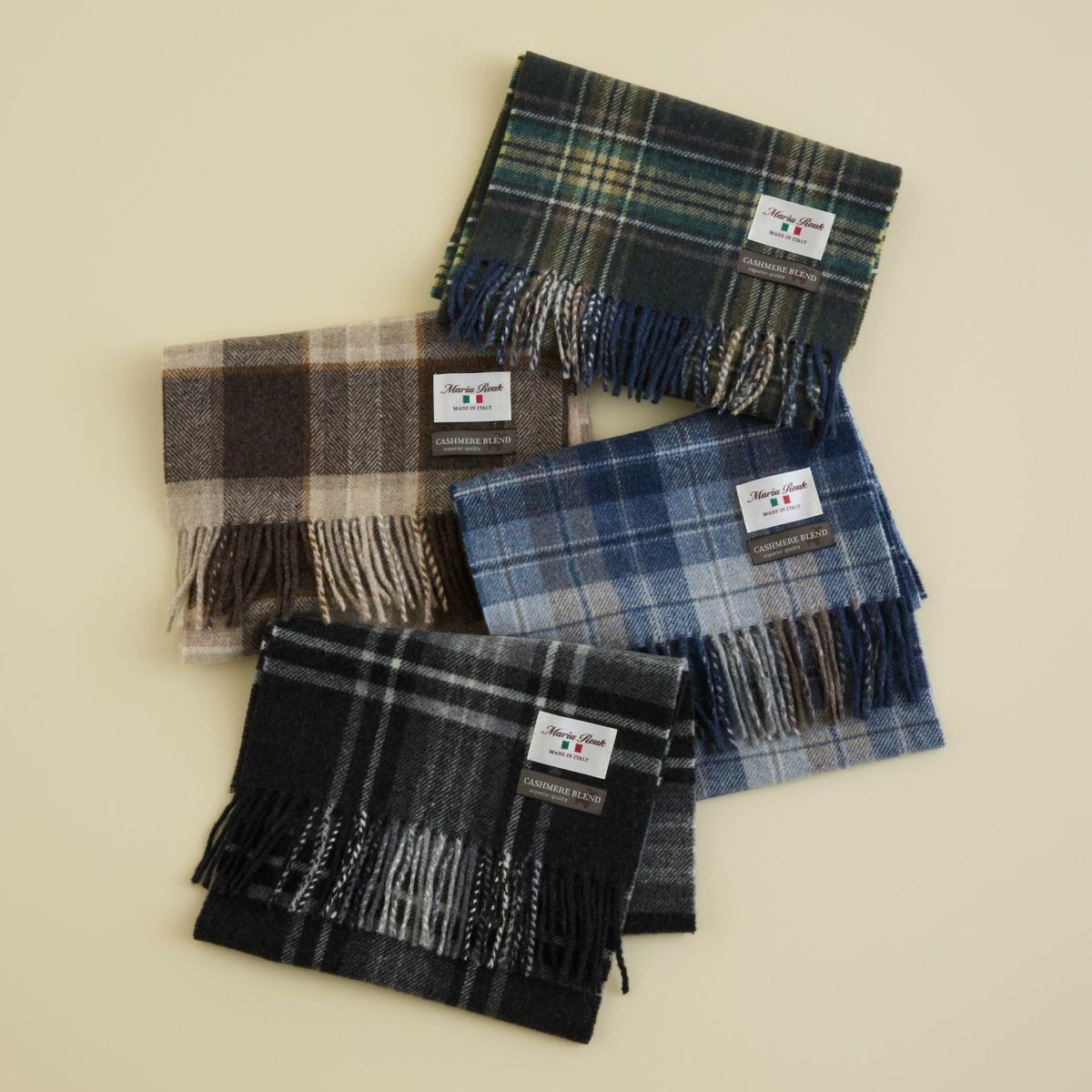 イタリア製カシミヤブレンドチェックマフラー