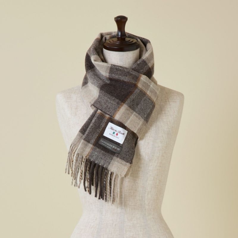 イタリア製カシミヤブレンドチェックマフラー