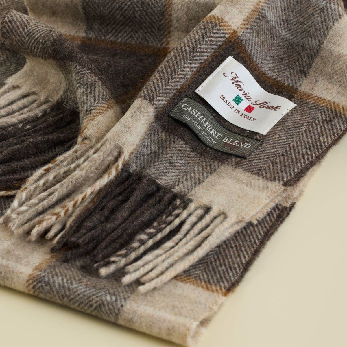 イタリア製カシミヤブレンドチェックマフラー