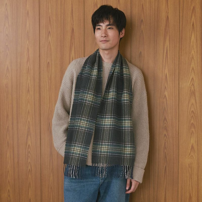 イタリア製カシミヤブレンドチェックマフラー