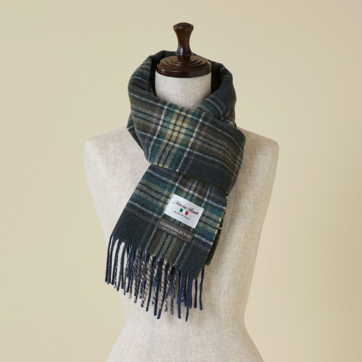 イタリア製カシミヤブレンドチェックマフラー