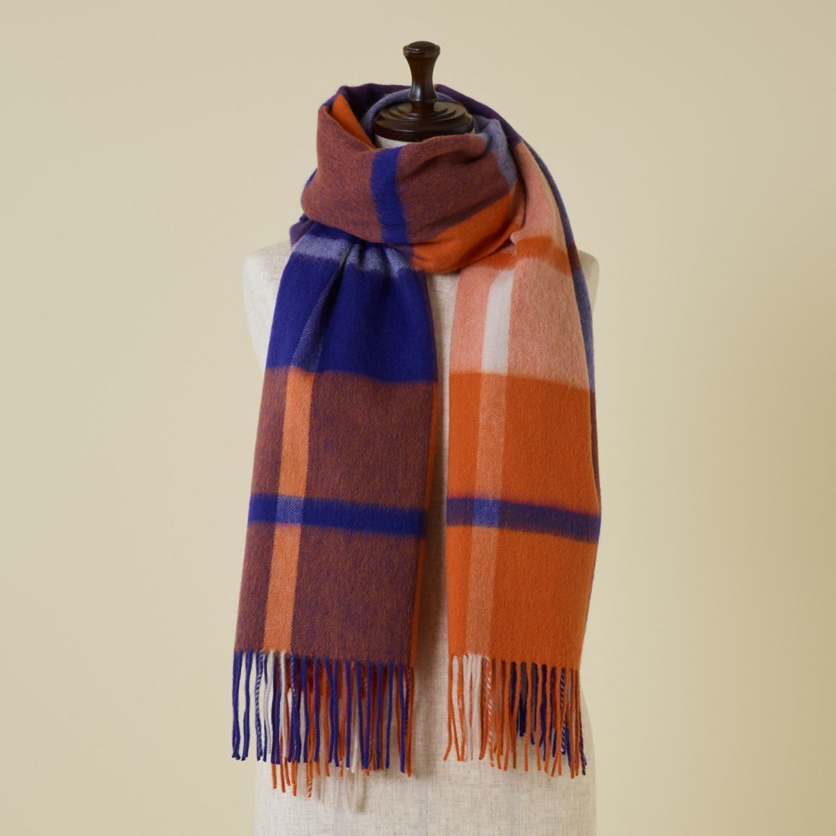 ウール100%チェックストール