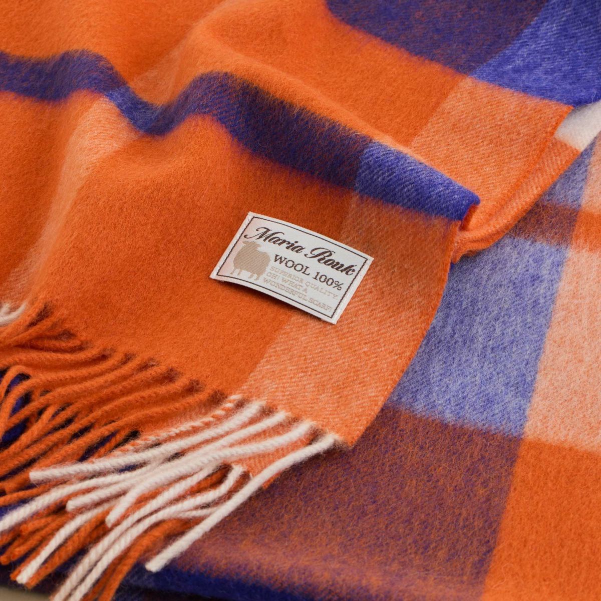 ウール100%チェックストール