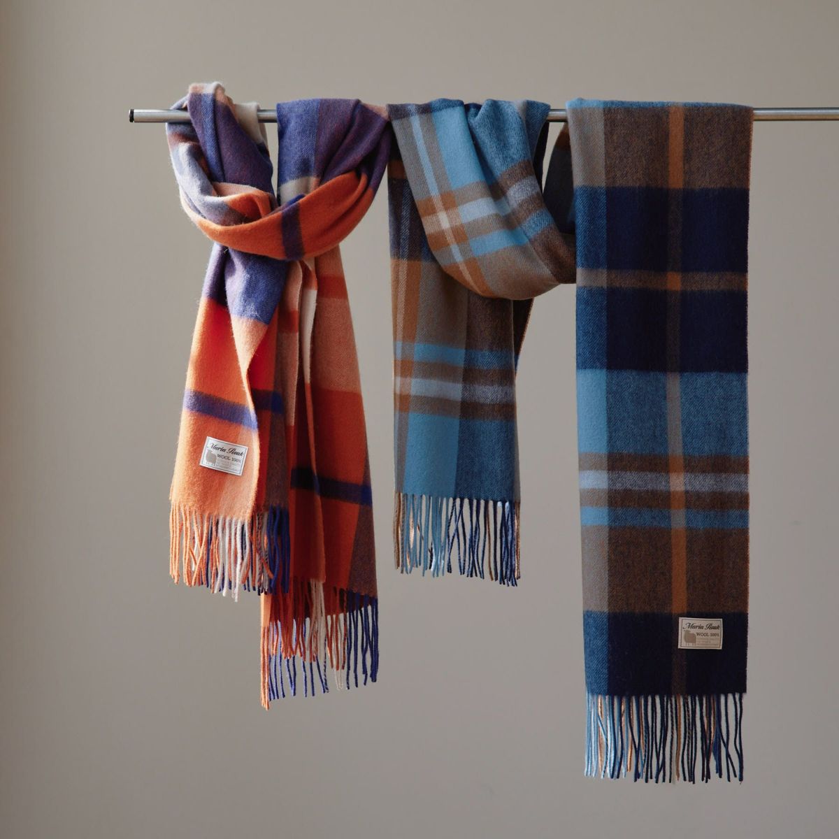 ウール100%チェックストール