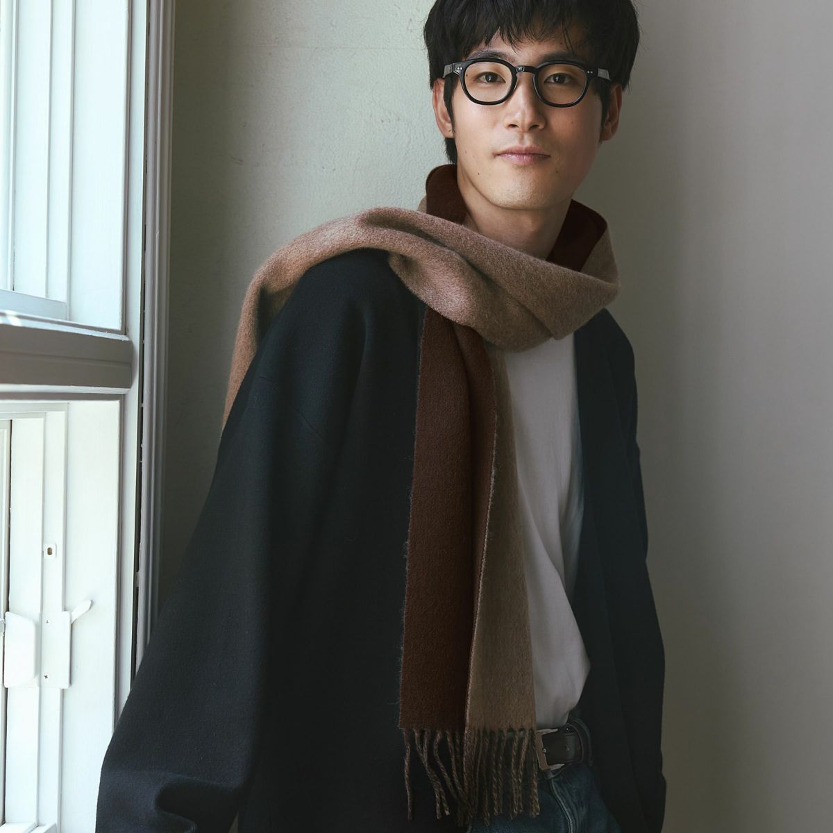 カシミヤブレンドリバーシブルマフラー