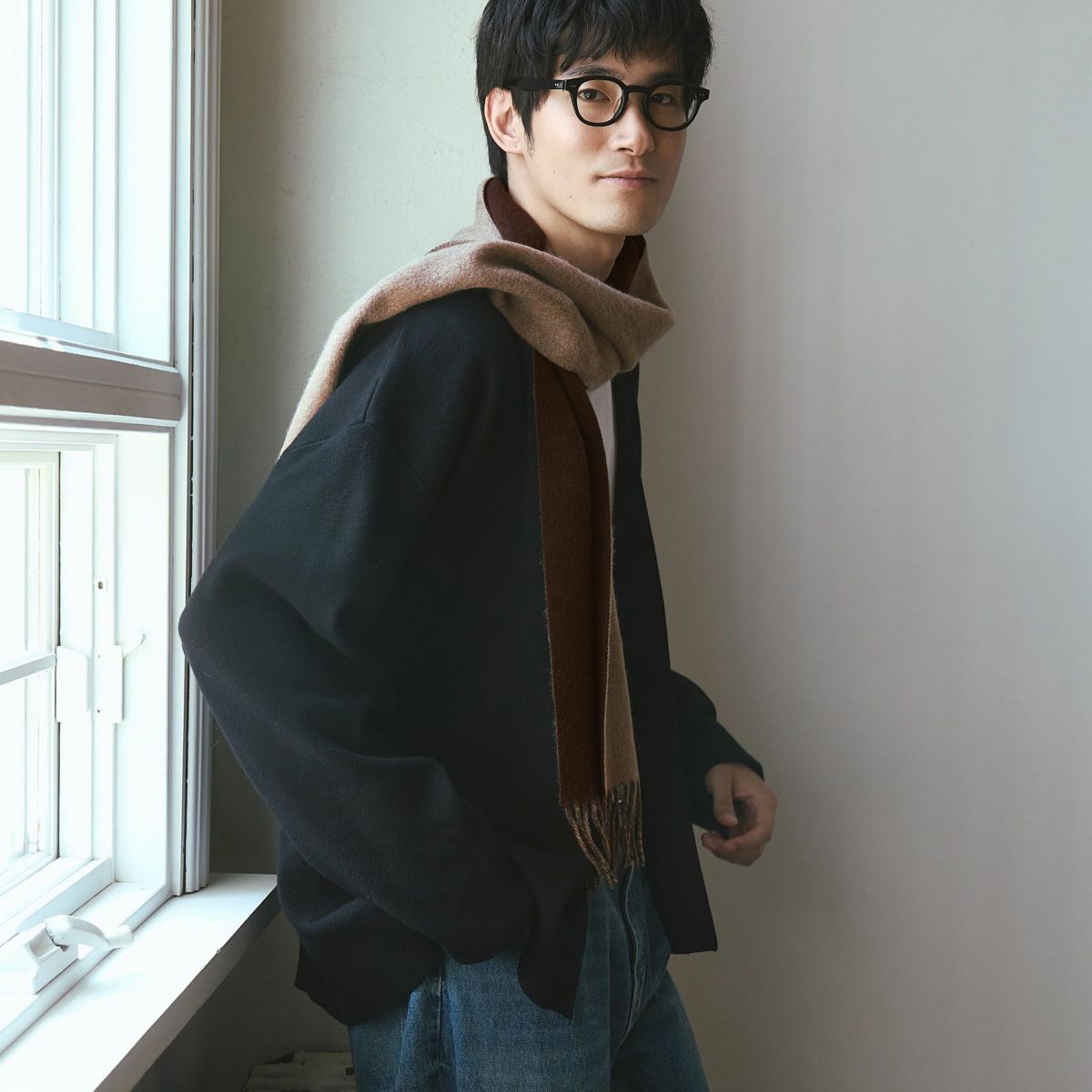 カシミヤブレンドリバーシブルマフラー