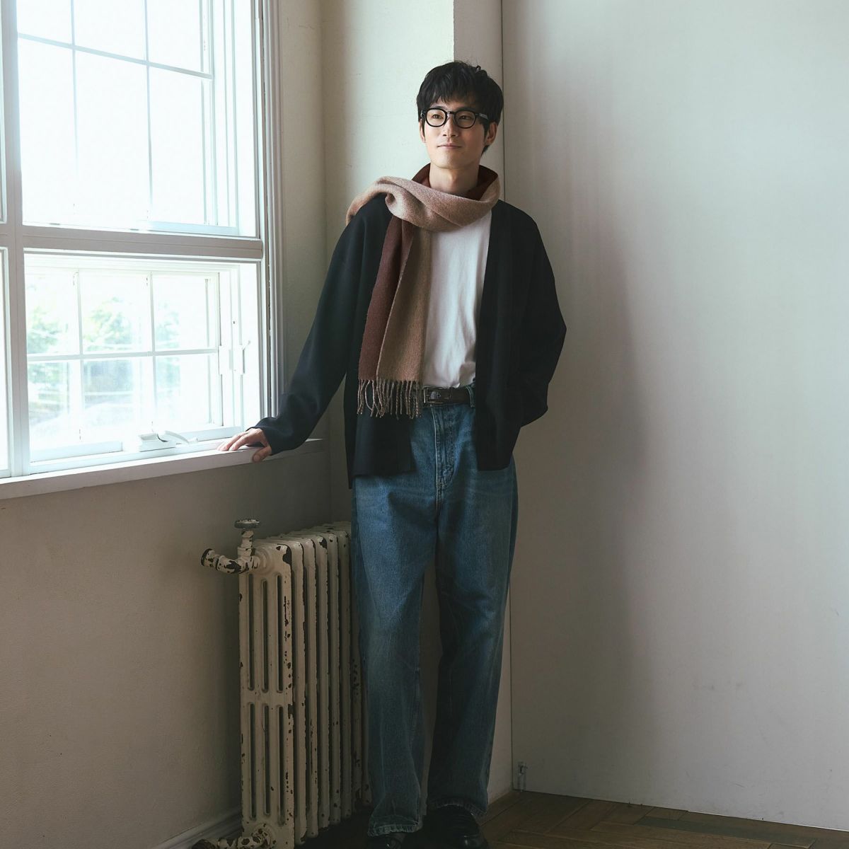 カシミヤブレンドリバーシブルマフラー