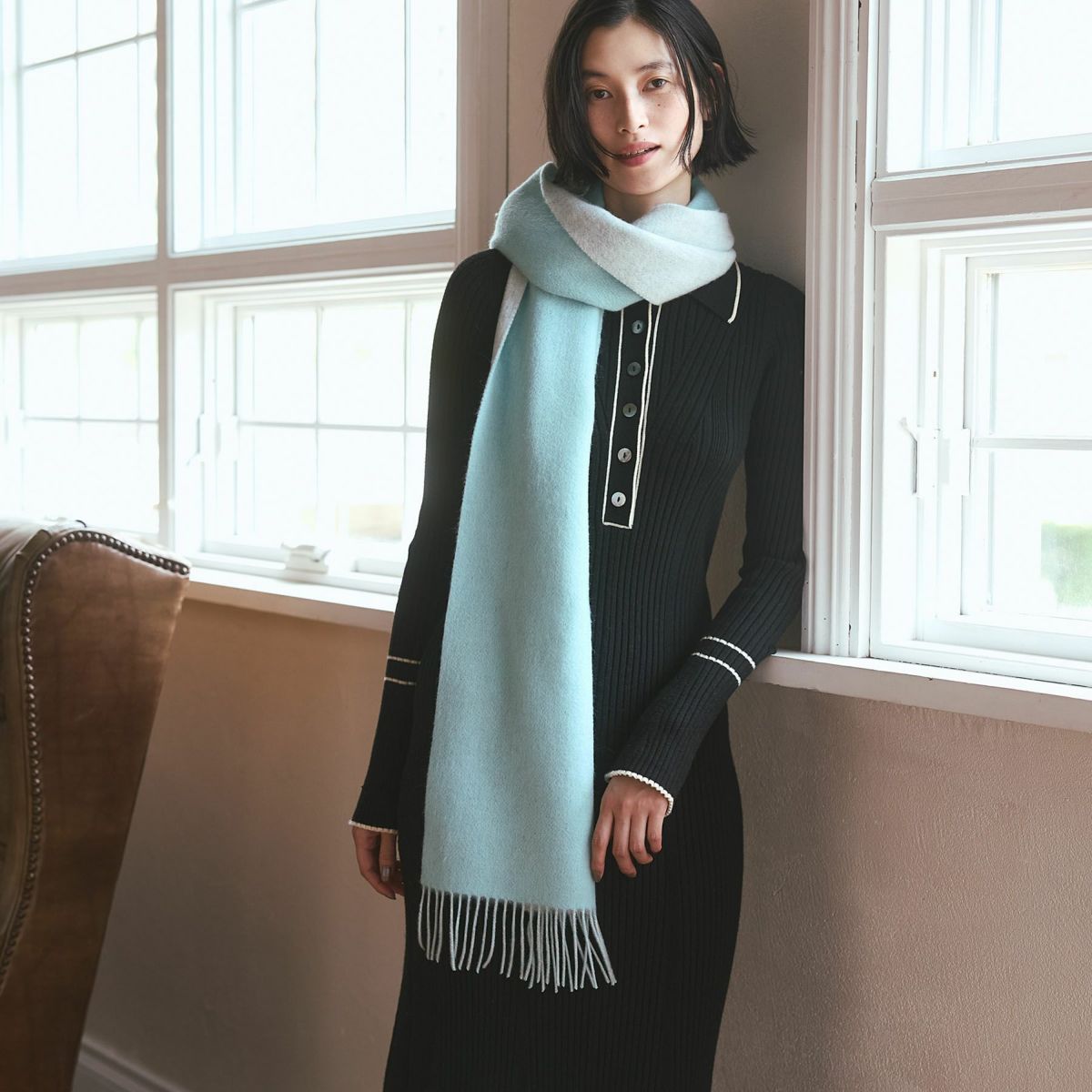 カシミヤブレンドリバーシブルマフラー