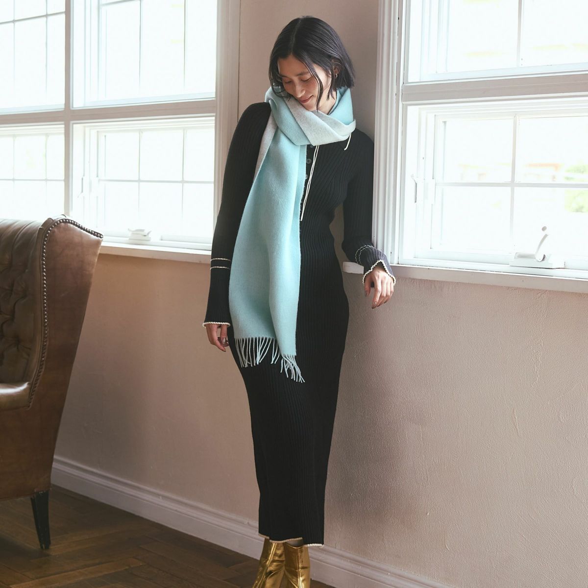 カシミヤブレンドリバーシブルマフラー