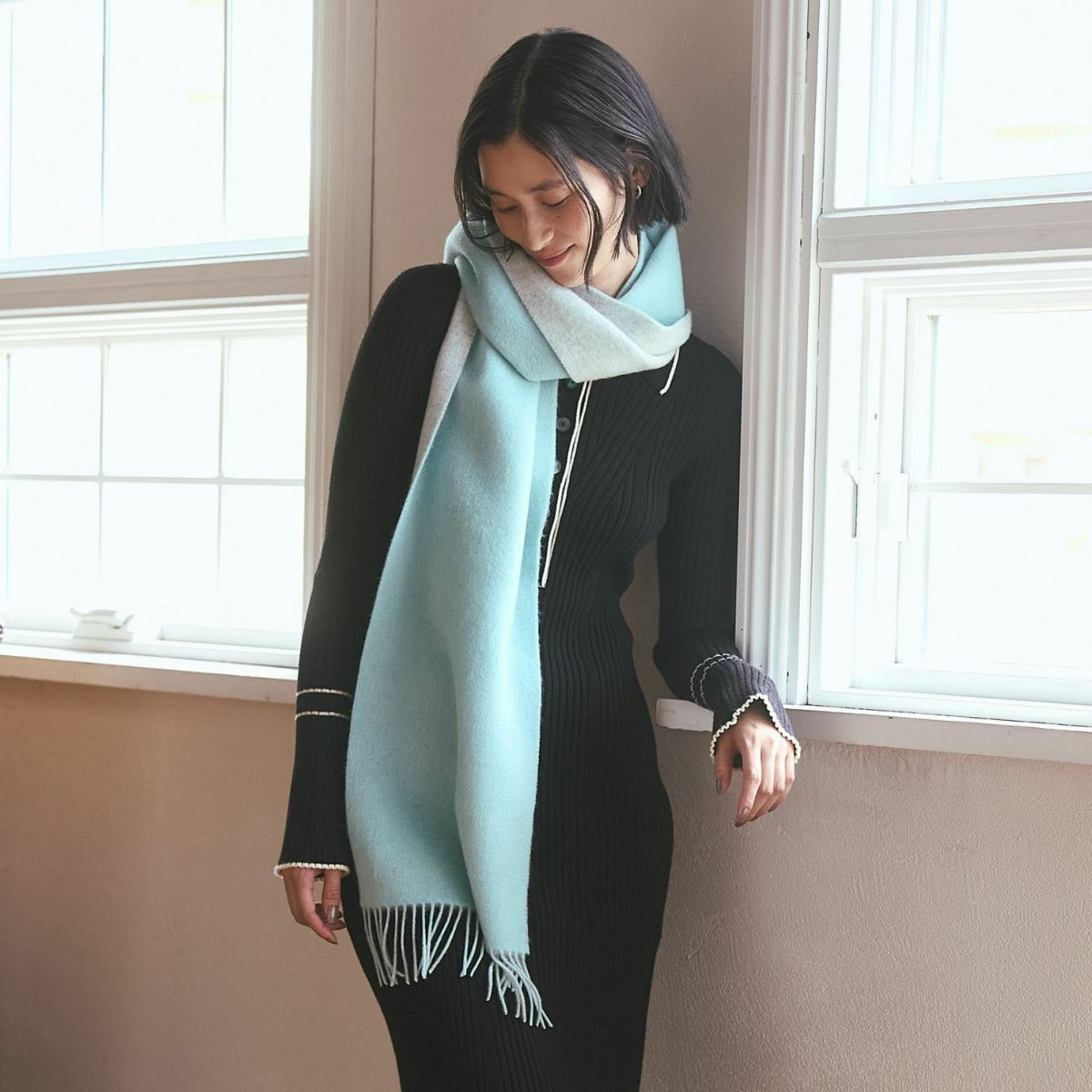 カシミヤブレンドリバーシブルマフラー