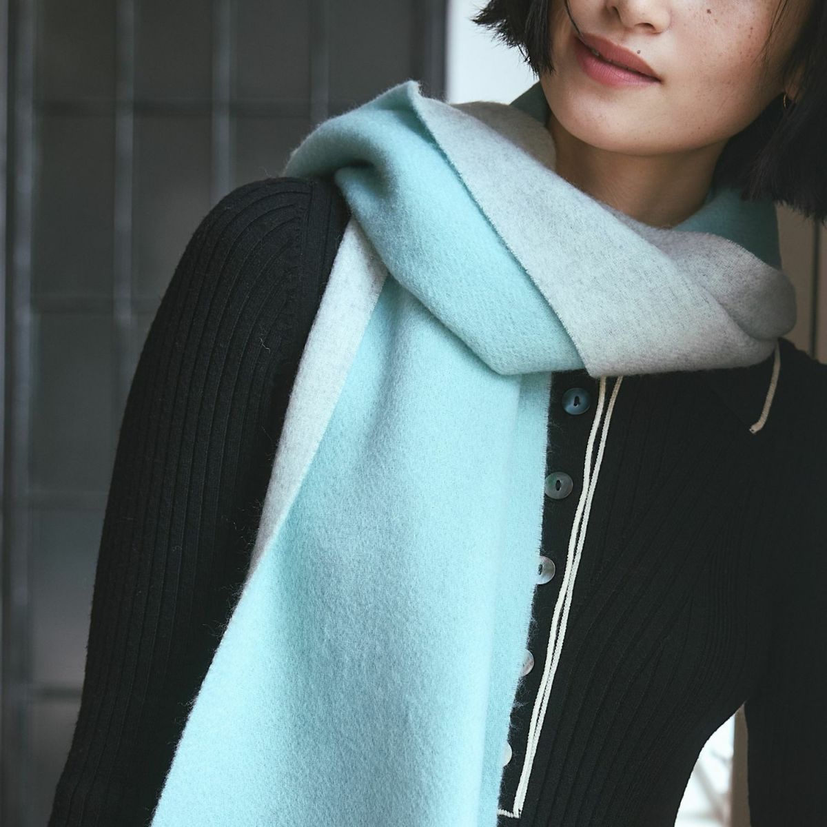 カシミヤブレンドリバーシブルマフラー