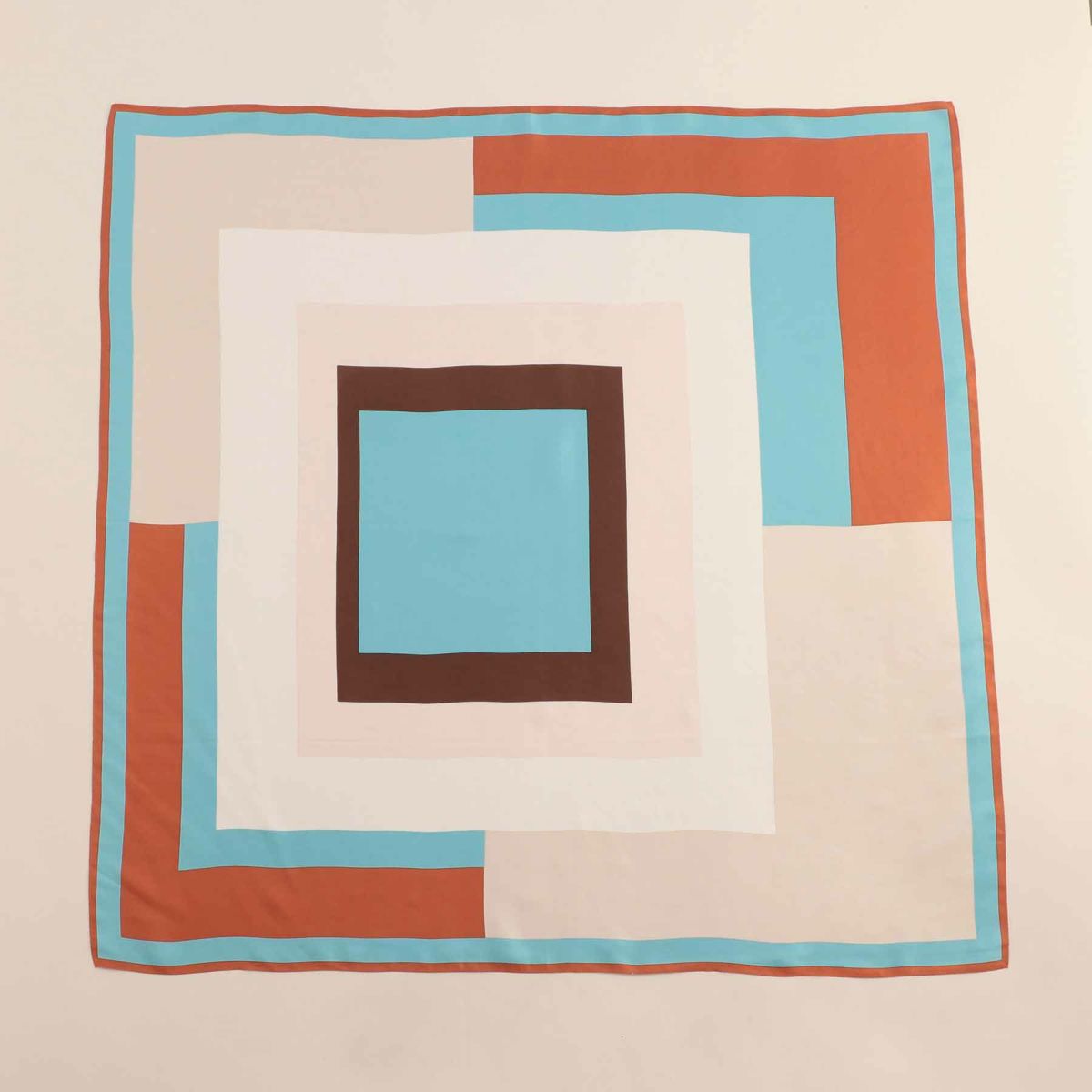 幾何柄スカーフ＜オレンジ＞　シルク100%　日本製