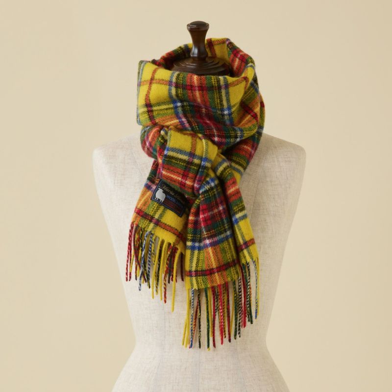 JUNYAWATANABE イエローチェック　薄型ストール　ウール100 JUNYAWATANABE イエローチェック 薄型ストール ウール100 23区