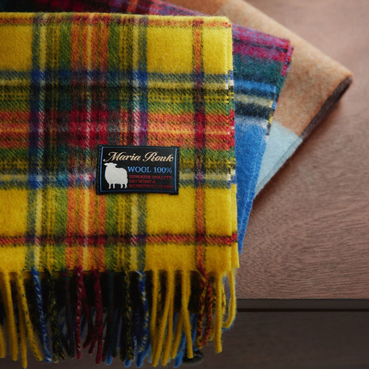 ベビーウール100%チェックマフラー