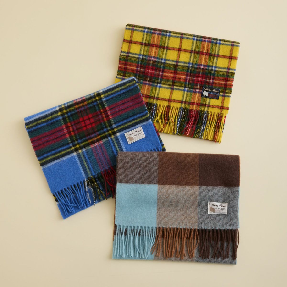 ベビーウール100%チェックマフラー