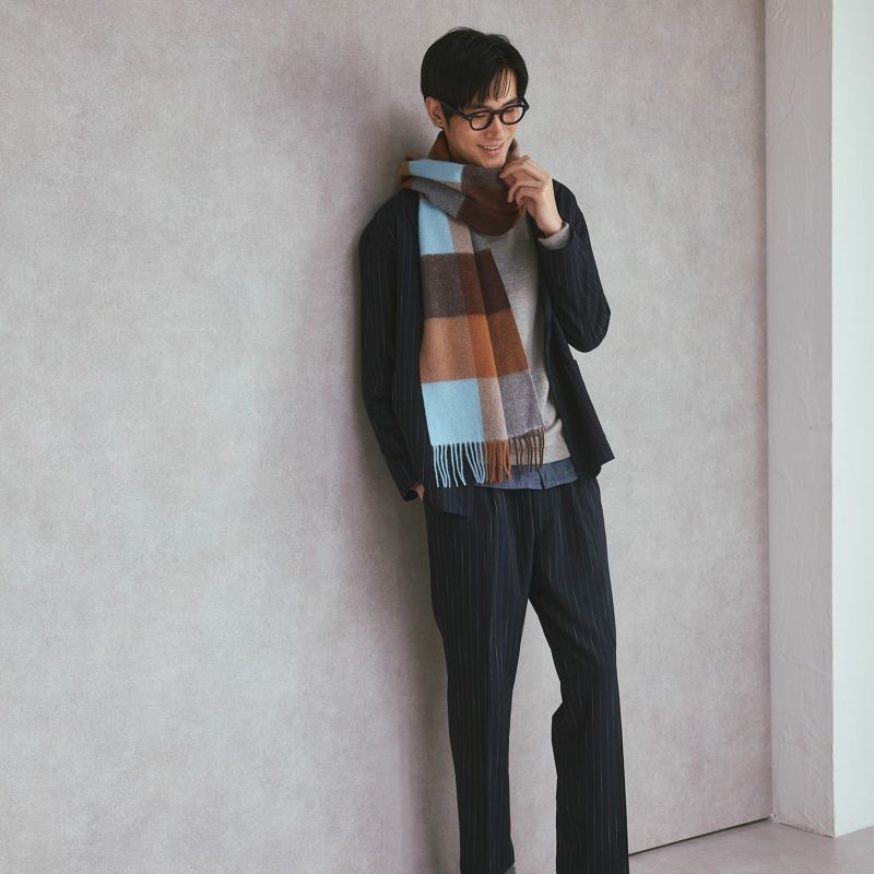 ベビーウール100%チェックマフラー