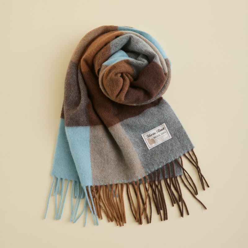 ベビーウール100%チェックマフラー＜キャメル＞ | Maria Rouk（マリア