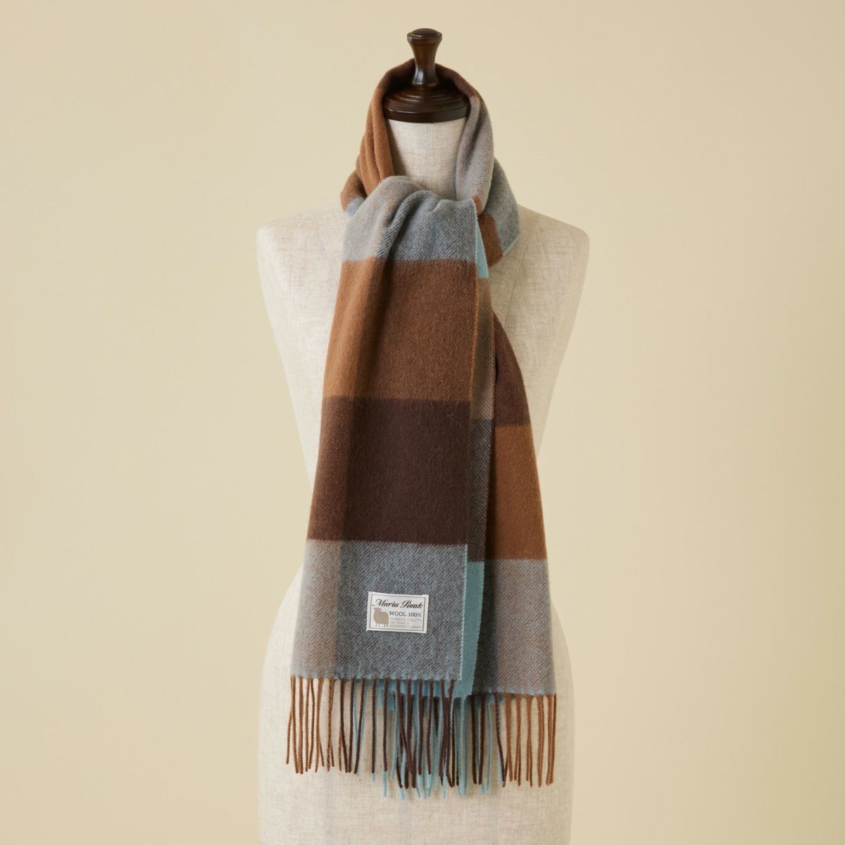 ベビーウール100%チェックマフラー