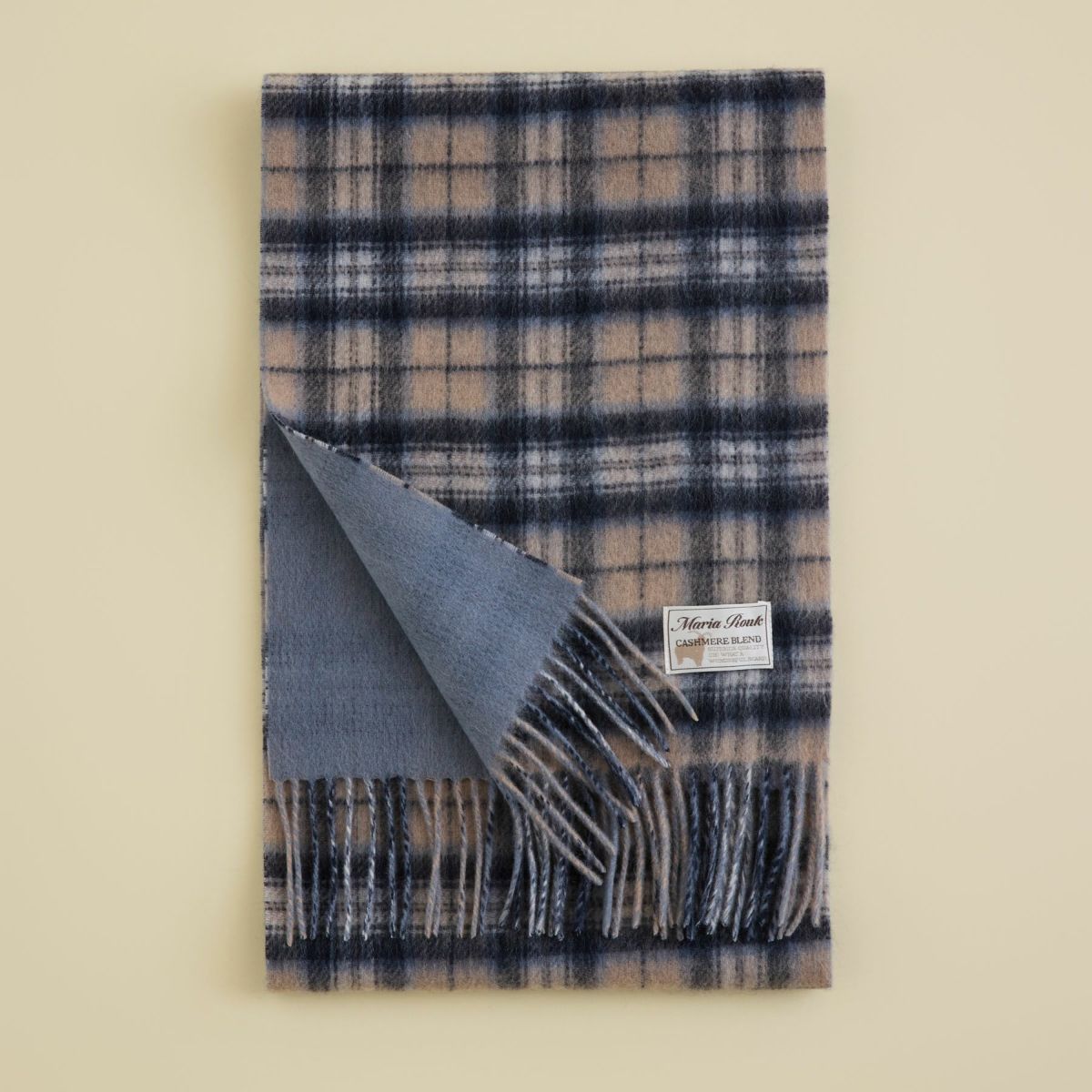 カシミヤブレンドチェックリバーシブルマフラー