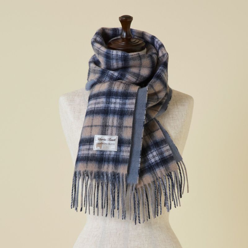 カシミヤブレンドチェックリバーシブルマフラー