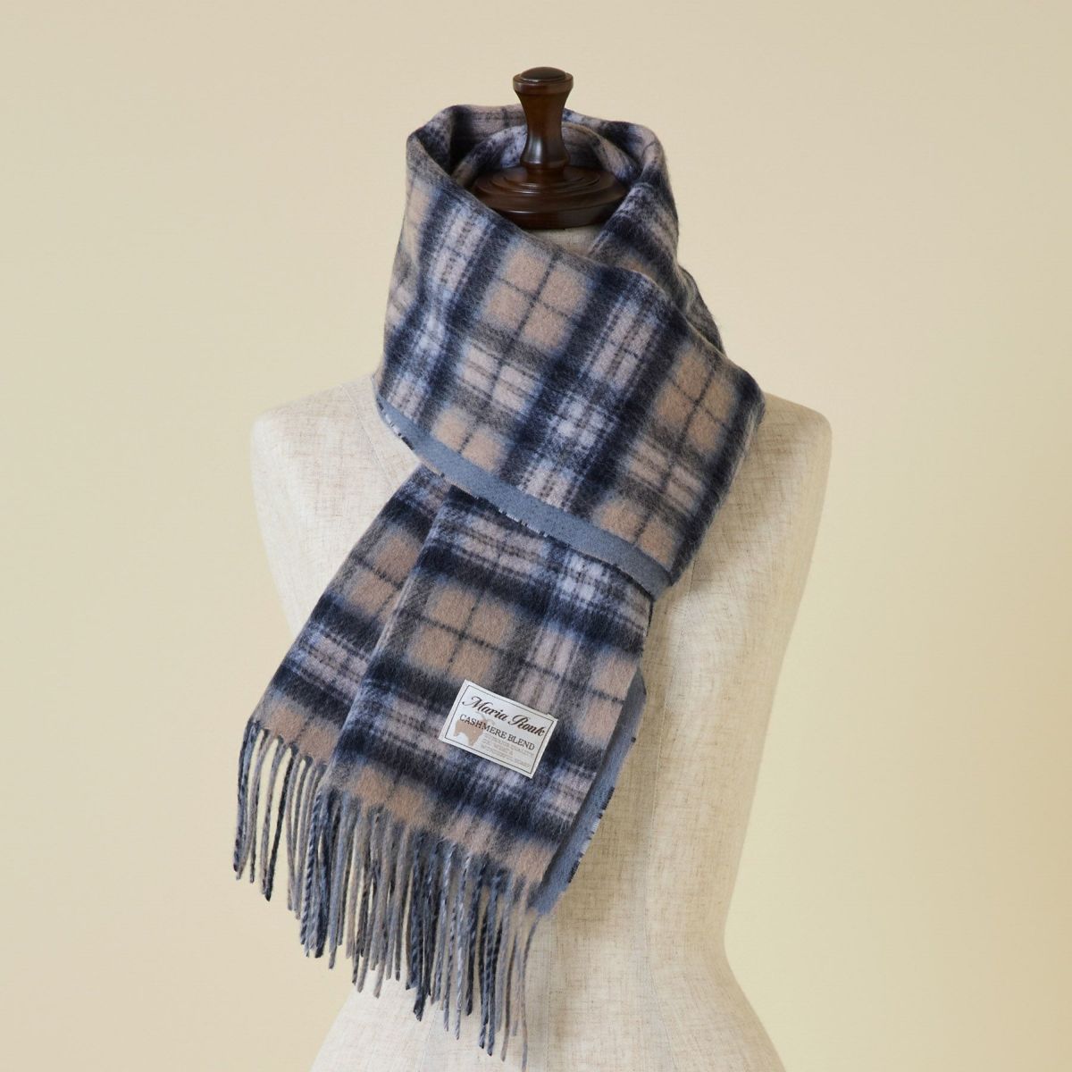 カシミヤブレンドチェックリバーシブルマフラー