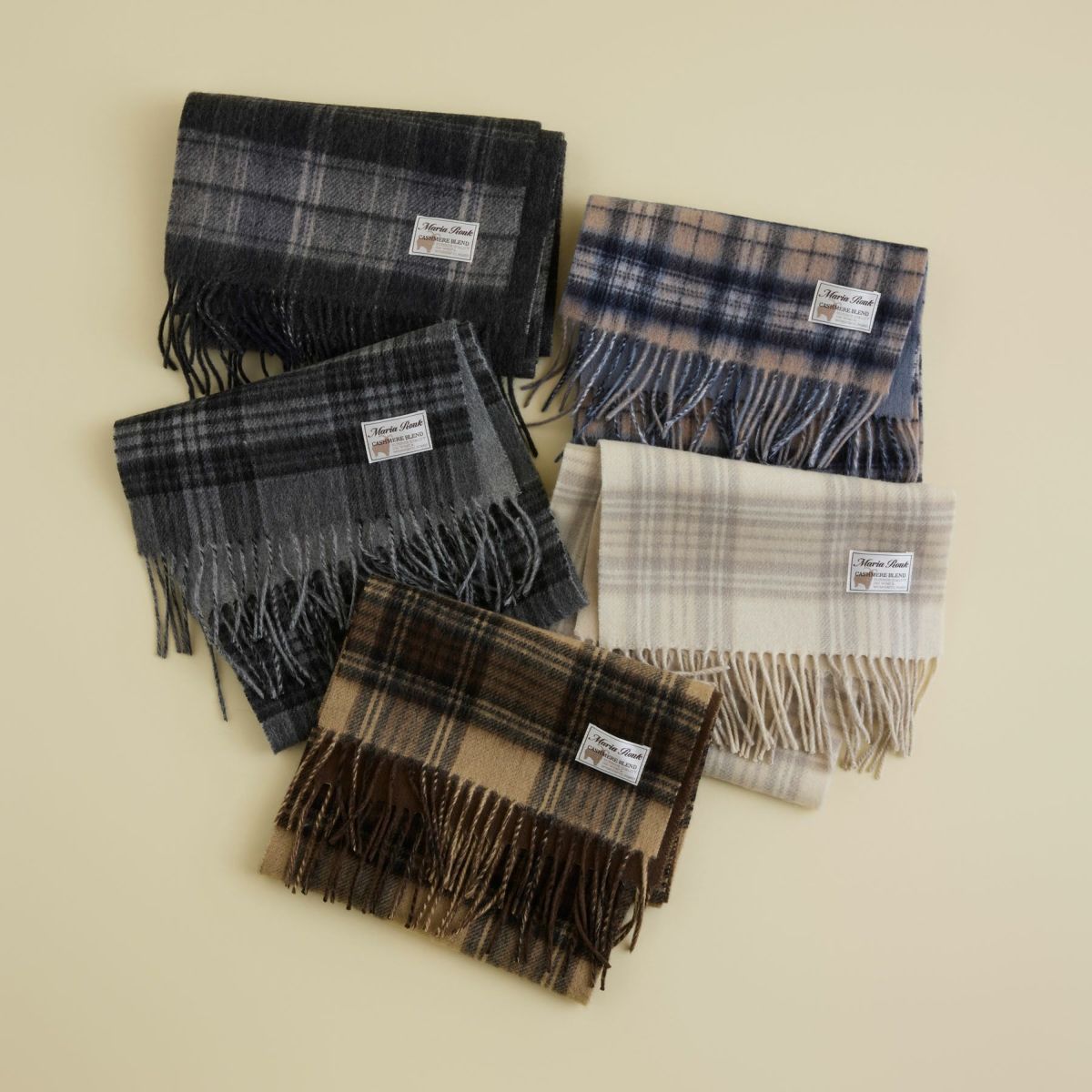 カシミヤブレンドチェックリバーシブルマフラー