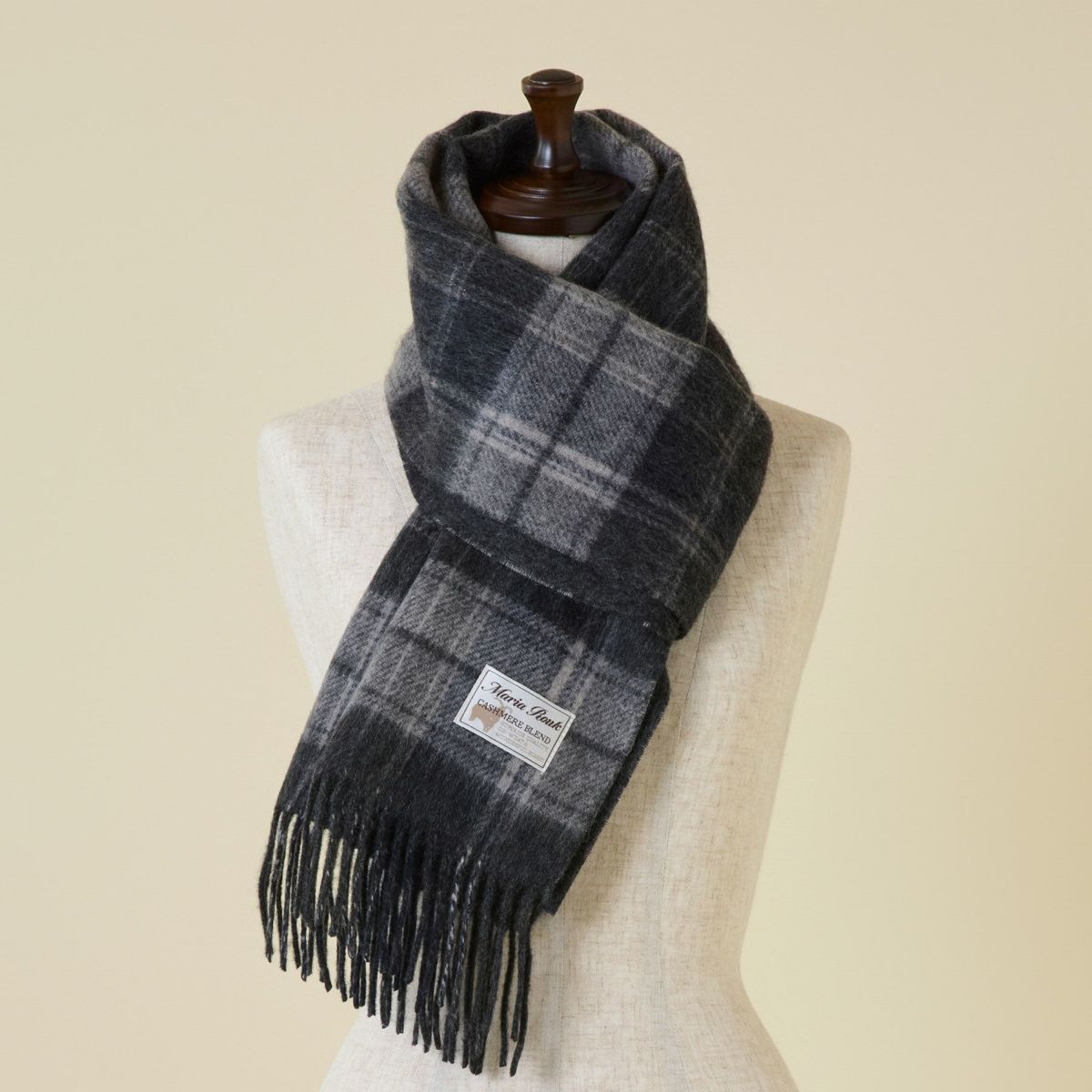 カシミヤブレンドチェックリバーシブルマフラー
