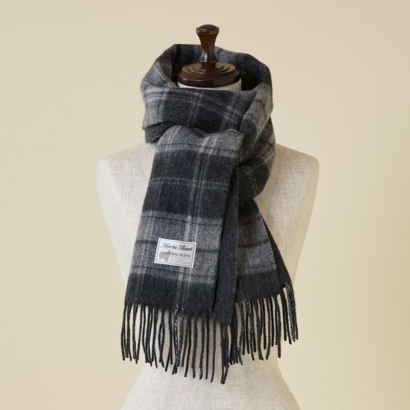 カシミヤブレンドチェックリバーシブルマフラー