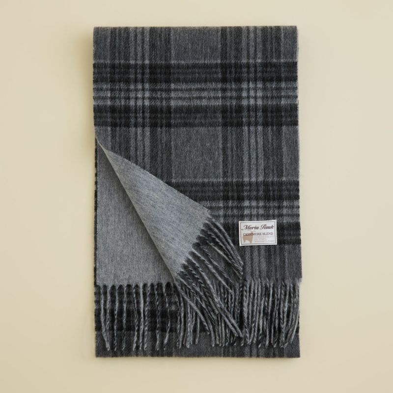 カシミヤブレンドチェックリバーシブルマフラー＜ホワイト＞ | Maria