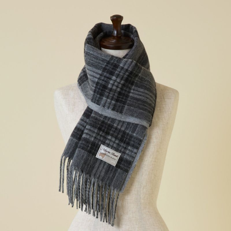 カシミヤブレンドチェックリバーシブルマフラー