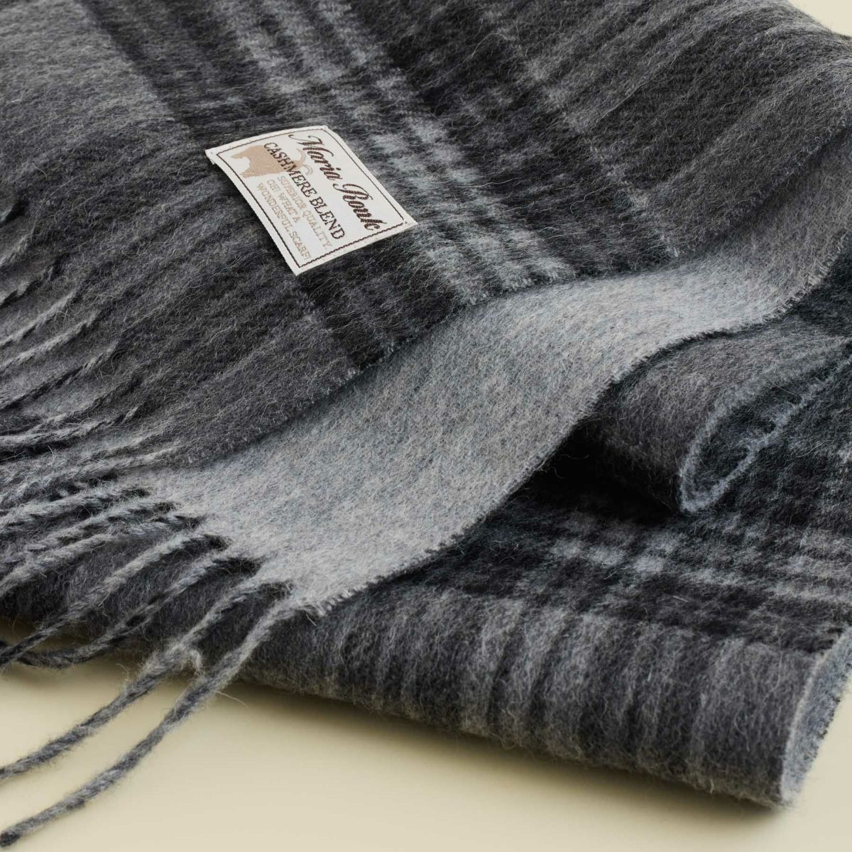 カシミヤブレンドチェックリバーシブルマフラー