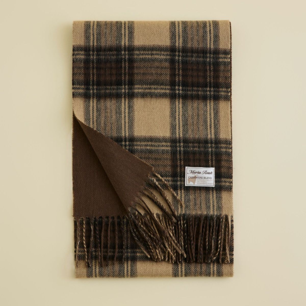 カシミヤブレンドチェックリバーシブルマフラー