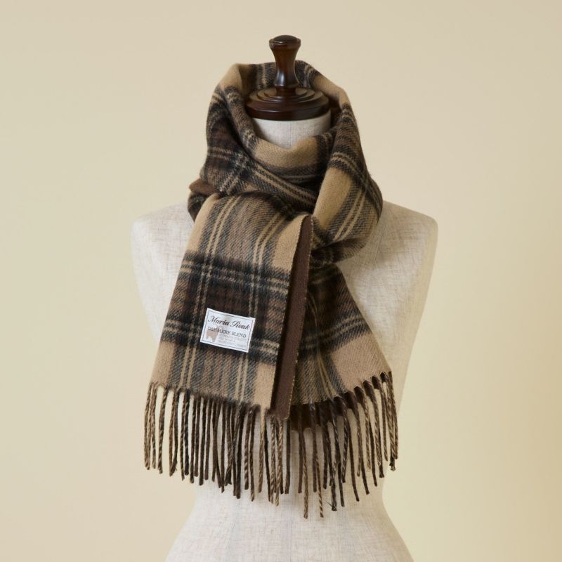 カシミヤブレンドチェックリバーシブルマフラー