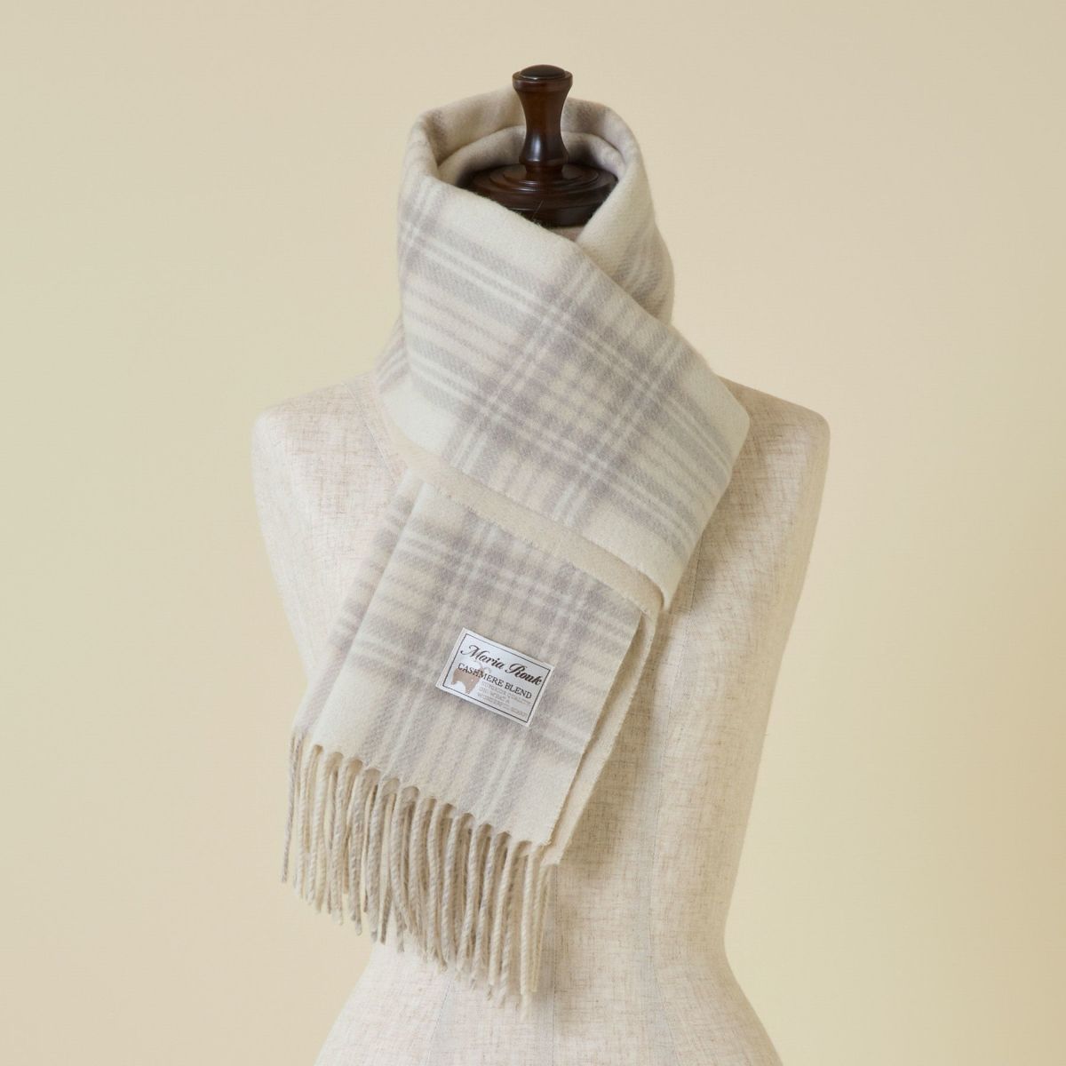  カシミヤブレンドチェックリバーシブルマフラー