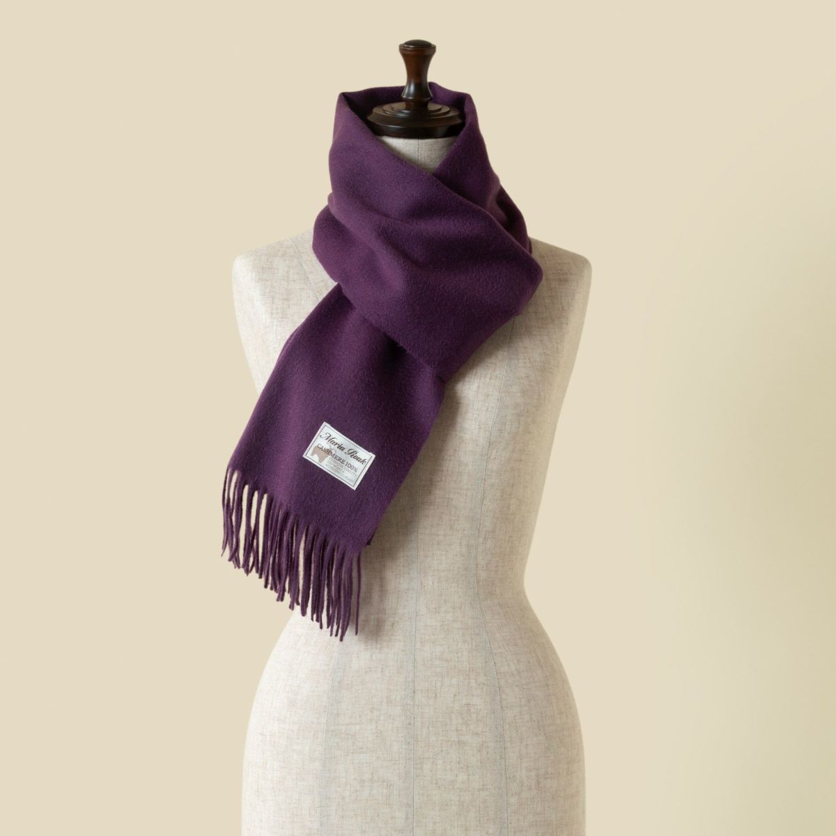 カシミヤ100%無地マフラー＜パープル＞